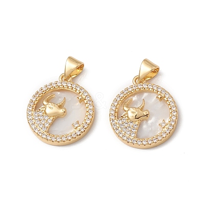 Rack Plating Brass Shell Pendants KK-D087-25G-10-1