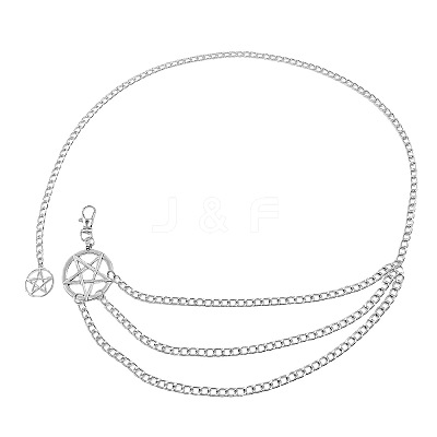 Pentagram Alloy with Aluminium 3 Layer Waist Belly Chains for Women FS-WGF67DF-01-1
