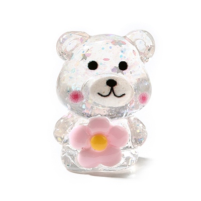 Transparent Resin Little Bear Ornament RESI-S015-01F-1