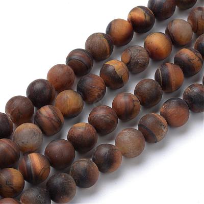 Natural Tiger Eye Round Bead Strands G-T055-6mm-04-1