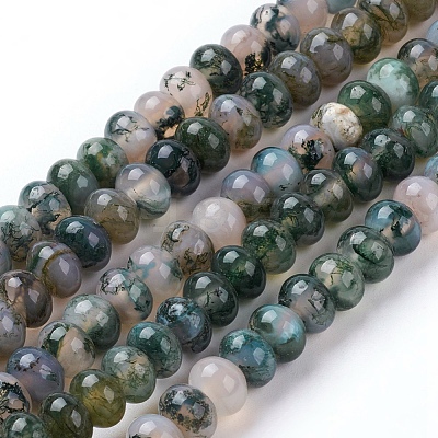 Natural Moss Agate Beads Strands G-G731-08-8mm-1