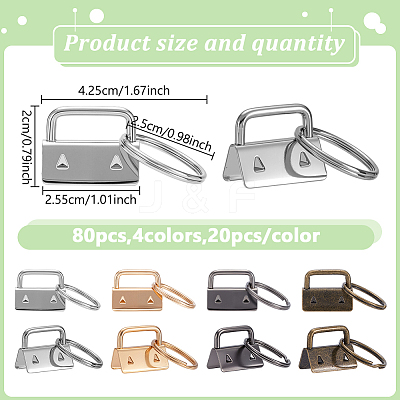 80Pcs 4 Colors Iron Ribbon Ends with Rings IFIN-GO0001-07-1