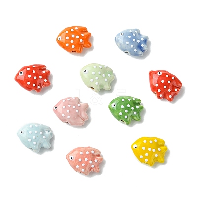 18Pcs 9 Colors Handmade Porcelain Beads PORC-CJ0001-49-1