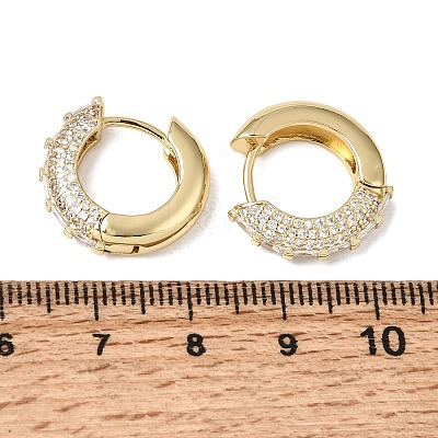 Brass Micro Pave Cubic Zirconia Hoop Earrings KK-CBA8324-22G-05-1