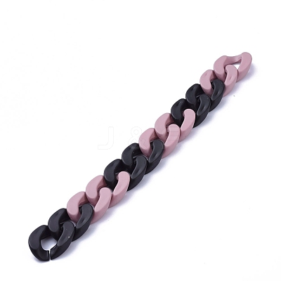 Handmade Opaque Spray Painted Acrylic Curb Chains AJEW-JB00619-03-1