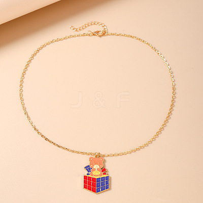 Alloy Enamel Animal Pendant Necklaces WG5B2A2-01-1