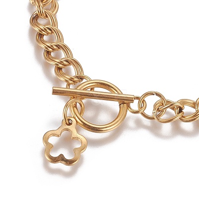 Ion Plating(IP) 304 Stainless Steel Curb Chain Bracelets BJEW-I274-11G-1