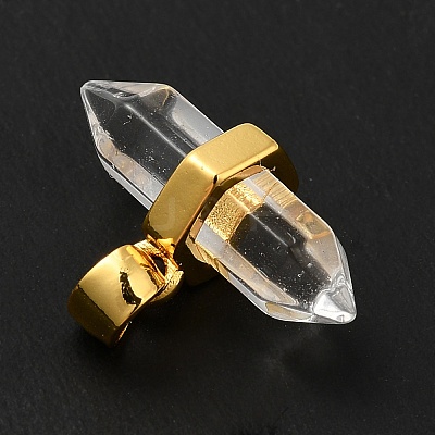 Natural Quartz Crystal Double Terminal Pointed Pendants G-P481-01G-11-1