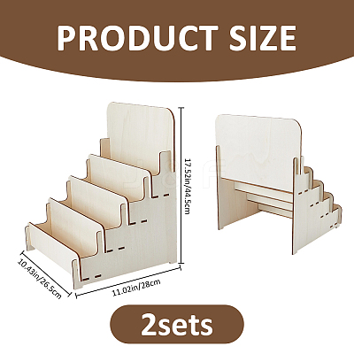 Wood Place Card Display Stands AJEW-FH0009-10-1