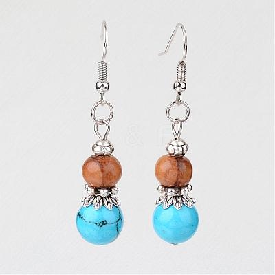 Natural or Synthetic Natural & Synthetic Mixed Stone Dangle Earrings EJEW-JE02106-1