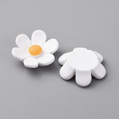 Opaque Resin Flower Cabochons LS-CRES-WH0010-053A-02-1