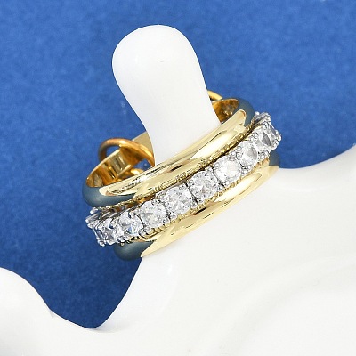 Brass Micro Pave Cubic Zirconia Finger Rings RJEW-D325-01PG-03-1