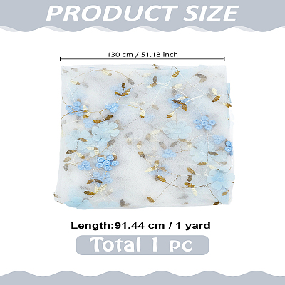 1Pc 3D Flower Milk Fiber Embroidery Fabric AJEW-LP0012-10-1