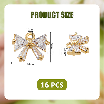 16Pcs Brass Cubic Zirconia Charms KK-DC0004-71-1