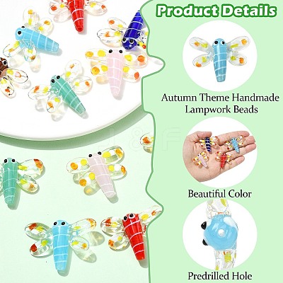 12Pcs 6 Colors Autumn Theme Handmade Lampwork Beads LAMP-CJ0002-91-1