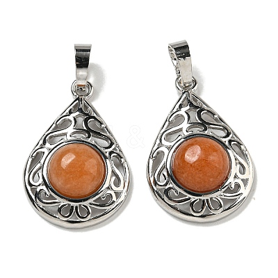 Natural Red Aventurine Pendants G-Q158-05P-26-1