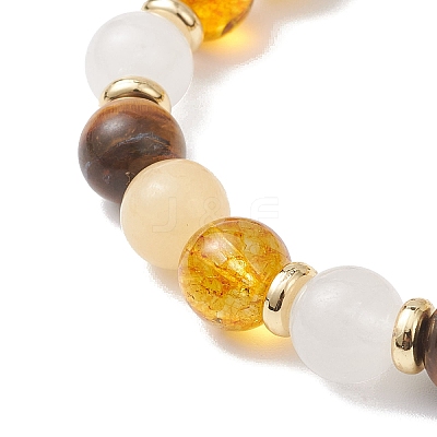 Natural & Synthetic Mixed Gemstone Round Beads Stretch Bracelets for Women BJEW-JB12631-06-1