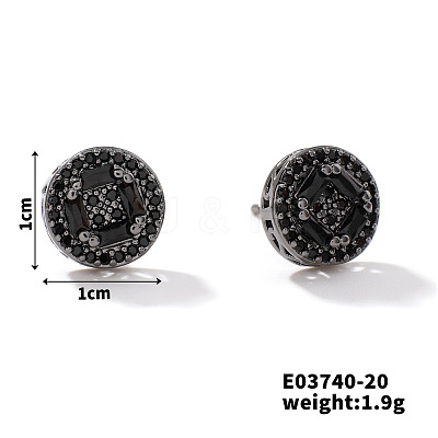 Chic Brass Cubic Zirconia Stud Earrings LS-ZD1304-12-1