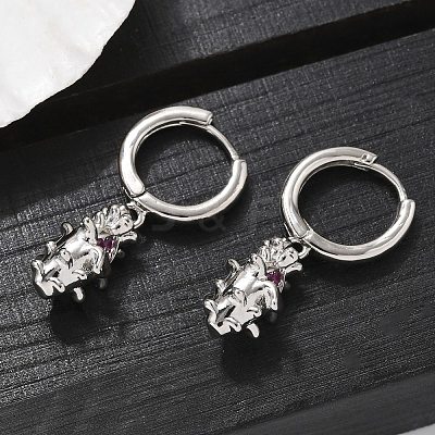 Brass Cubic Zirconia Hoop Earrings EJEW-Q015-01P-A-1
