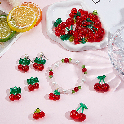 30Pcs 5 Styles Transparent Acrylic & Resin Pendants OHAR-SC0001-15-1