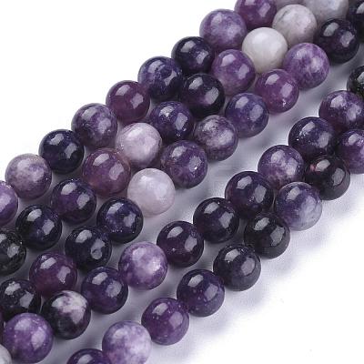 Natural Lepidolite/Purple Mica Stone Beads Strands G-K415-8mm-1