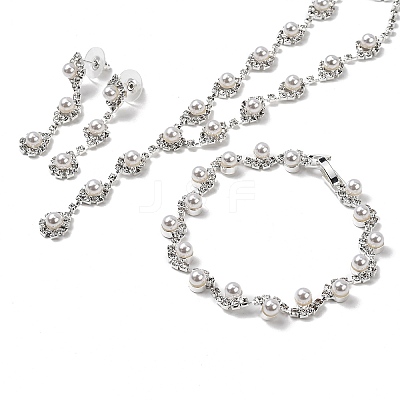 Brass Rhinestones Necklaces & Earring & Bracelets Sets for Women WGF929C-02-1