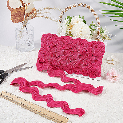 10 Yard Polyester Wavy Fringe Trim Ribbon SRIB-GF0001-38F-1