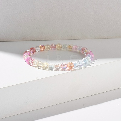 Sparkling Crackle Glass Round Beads Stretch Bracelets Set BJEW-JB07189-1