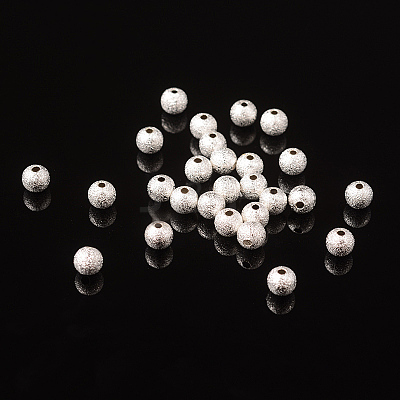 6mm Silver Color Plated Brass Textured Beads X-EC248-S-1