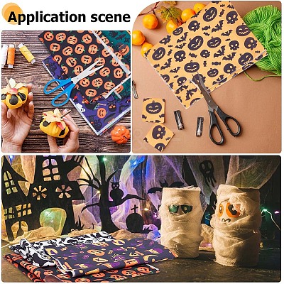 Halloween Printed Polycotton Fabric DIY-WH0032-07B-1