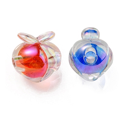UV Plating Rainbow Iridescent Acrylic Beads OACR-F004-02-1