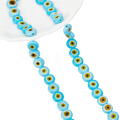 1 Strand Handmade Evil Eye Lampwork Beads Strands LAMP-NB0001-86B-1