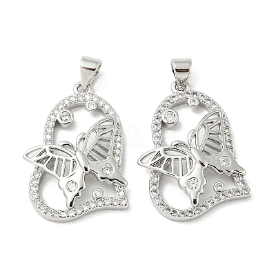 Rack Plating Brass Micro Pave Cubic Zirconia Pendants KK-F869-23P-1