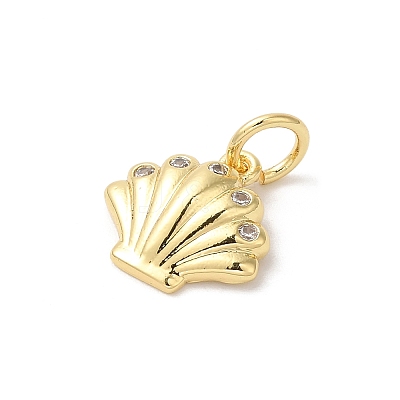 Rack Plating Brass Clear Cubic Zirconia Charms KK-Z056-28G-1