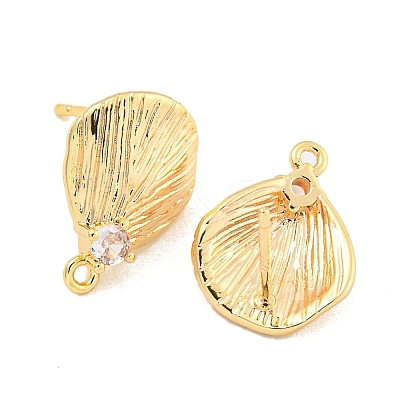 Brass Micro Pave Cubic Zirconia Stud Earring Findings KK-U015-03G-1