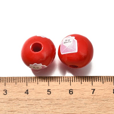 Valentine's Day Element Printed Wood Beads WOOD-R002-01-18-1