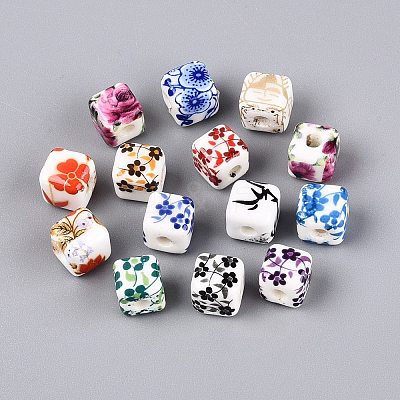 Printed Handmade Porcelain Beads PORC-Q007-10-1