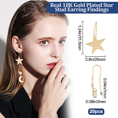 20Pcs Brass Star Earring Hooks KK-BBC0004-88-1