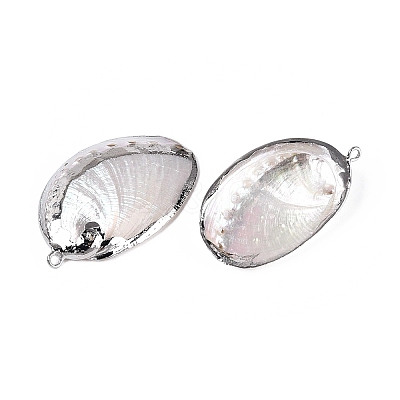 Electroplate Natural Paua Shell Pendants SSHEL-Q100-15P-1