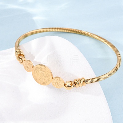 Religion 304 Stainless Steel Bangles for Women BJEW-K280-01G-1