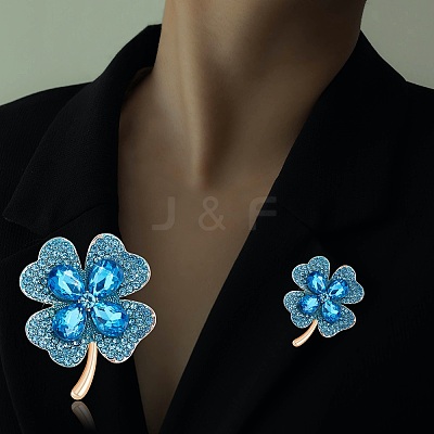 Cubic Zirconia Clover Brooch Pin JBR105E-1