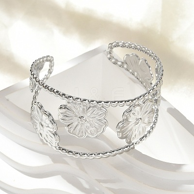 304 Stainless Steel Cuff Bangles for Women BJEW-Z096-04P-1