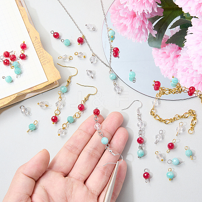 24Pcs Natural Gemstone Birthstone Pendants PALLOY-SW00119-1