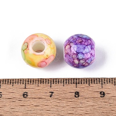 Printed Opaque Acrylic European Beads OACR-Q200-06-1