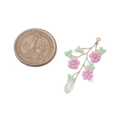 Glass Seed Beads Pendants PALLOY-JF02699-1
