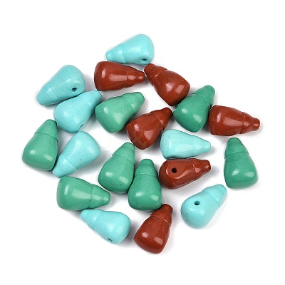 Dyed Synthetic Turquoise 3 Hole Guru Beads G-C198-01A-01-1