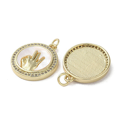Gesture Theme Brass Micro Pave Cubic Zirconia Pendants KK-G485-18A-G-1