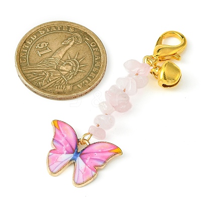 Alloy Enamel Butterfly Pendant Decoration HJEW-JM01555-1