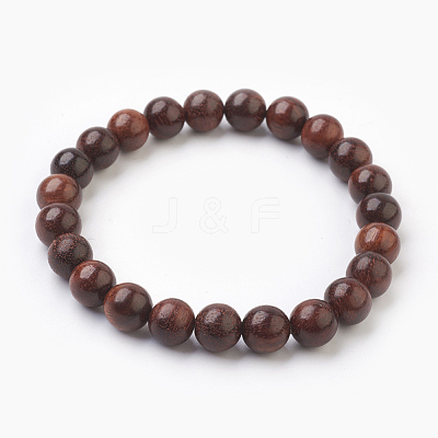 Natural Dyed Sandalwood Beads Stretch Bracelets BJEW-JB03843-1