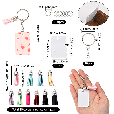 DIY Blank Double-sided Heat Transfer Aluminium Pendant Keychain Making Kits DIY-SP0005-26G-1